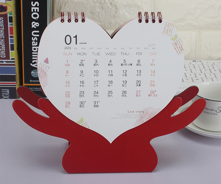 2017年異形廣告臺歷印刷為愛點(diǎn)贊